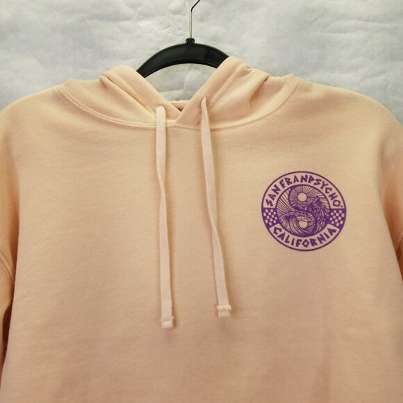 San Franpsycho Yin-Yang Crop Hoodie Women's Small Sweatshirt Blush Pink Purple - Picture 5 of 16